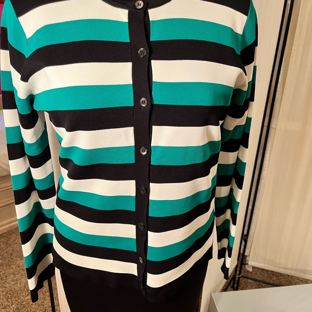 Doncaster sz L striped cardigan sweater